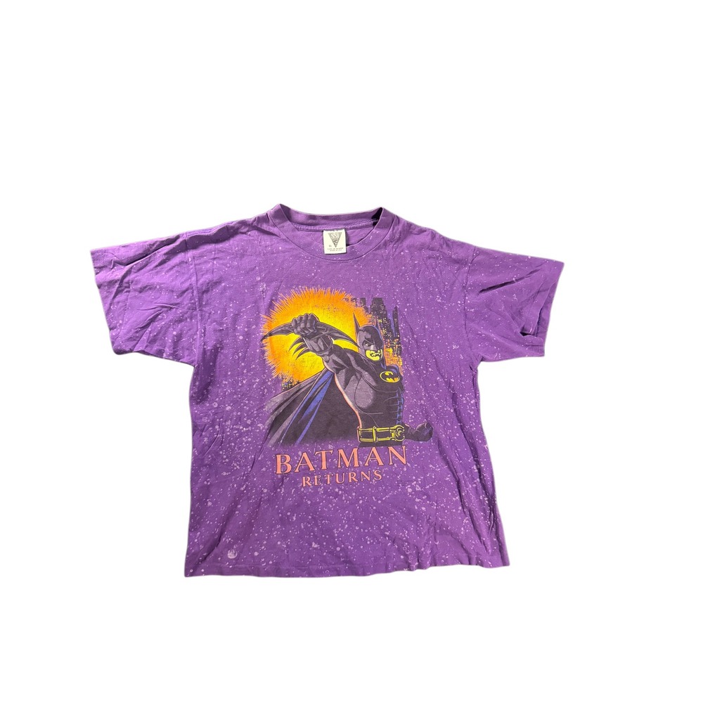 Vintage 90s Batman Returns SSI Single Stitch Purple Graphic T-Shirt XL USA Made